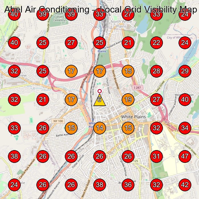 Abel Air Conditioning GeoGrid visibility map for Hvac Contractor in White Plains